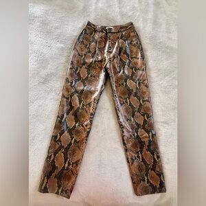 Ronny Kobo Womens Brown Snakeskin Print Pants  Size S